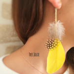 フェザーピアス/イヤリング ドット&yellow