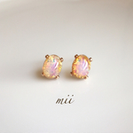 ≪14kgf≫vintageクリーミーガラスオパール 一粒ピアス