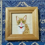 刺繍 ネコのミニ額