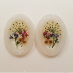 押し花レジンオーバル イヤリングorピアス