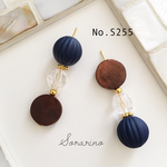 No.S255 ウッド×ブルー❁︎アンティークピアス