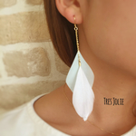 フェザーピアス/イヤリング   green & white