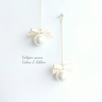 Cotton pearlリボン振り子イヤリング