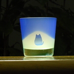 一番星と猫の冷酒グラス　水色×青　 (1個）