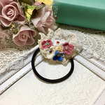 ★ アンティーク風レース と レース編み 紫陽花の ヘアゴム ★ ブレスレットにも