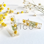 再再販★ミモザとかすみ草のピアス(長方形)