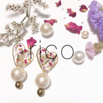 再販×9★ドライフラワーのレジンピアス(ハート)