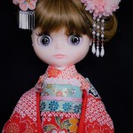 Blythe outfit ◆着物◆可愛い赤鹿の子柄のお振袖◆ブライス◆