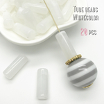 20個 ＊ 天然石風 円柱型ビーズ Whitecolor