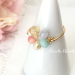 bijou bouquet ✳︎ 4種の天然石と淡水パールのワイヤーリング シトリン インカローズ アロハ