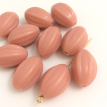 12×18mm　アクリルカラービーズ　筋入りオーバル　10個　ピンク