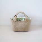 麻ひも スクエアトートＬ(ボーダー＊limegreen)