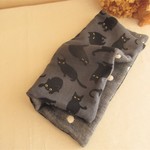 再販*７重ガーゼ大判ハンカチ*北欧darkgray黒猫*