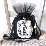 狼と赤ずきん＊りんごレース*モノトーン３ＷＡＹ巾着バッグ*ショルダー