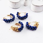 送料無料14kgf天然色Lapis lazuli gold bi-color wraped pierced earring / earring
