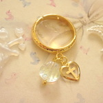 ♡shell heart cross ring♡