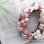 [wreath]　アンティークピンクのオーバルリース