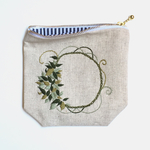 「緑の輪」手刺繍ポーチ