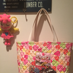 ビタミンカラーフルーツ＆ 猫ちゃんアップリケ キルティングトートバッグ