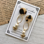 ベージュべっ甲＆シェル✱ゆらゆらピアス