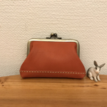 シンプル本革がま（さんご色レザー）