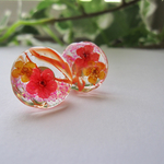 おはじき×本物のお花のピアス