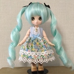 オビツ11サイズ　花柄ワンピース2/あお