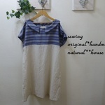 natural**(F)花刺繍＆綿麻生成りフレンチチュニック