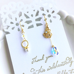 貝殻とパールリングのアシンメトリーピアス/イヤリング