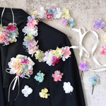 ハーフ花冠&ヘッドアクセ&リストレット&ブートニア4点セット   