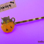 黒猫ハロウィンヘアピン【期間限定】