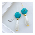♢ターコイズ&コットンパールピアス/イヤリング♢♡300