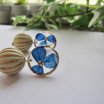 本物のお花紫陽花の大ぶりピアス、ノンホールも
