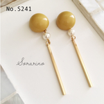 No.S241 ゆれる＊おしゃれイエロー♥︎メタルスティック×カボション ピアス