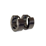 【刻印可能：幅約4mm×外径約11mm】ブラックリングサージカルステンレス両耳ペアピアス