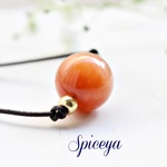 Tiger's Eye＊orange＊ヨーロッパ製革紐・14ｋｇｆチェーンに変更可能