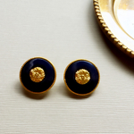 French navy flower  {クリップ式イヤリング}