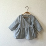 90cm★カシュクールチュニック/コットンリネンピンストライプ
