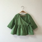 90cm★カシュクールチュニック/コットンリネングリーン