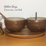 二人のまーるいカフェオレボウル/ごはん茶碗にも （ブラウン2点）