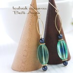 +angelo+チェコ ヘキサゴナルとパールのピアス(p-001)アクアブルー G 