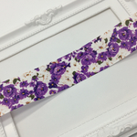 《2m分》花柄(パープル×ホワイト)グログランリボン(38mm)-150