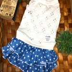 U／Shiho《Sサイズ現品限り》星柄デニム風2段スカートのワンピース犬服