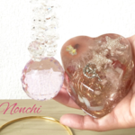 《SALE品》宇宙の神秘〜月と星！ハート型オルゴナイト　♪オレンジ