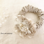 リネンとお花モチーフのシュシュ＊