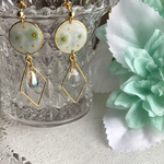 《送料無料》丸＊ひし形＊雫〜小花入り🌸ピアス