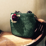 ＊お花の籠バッグ👜グリーン【送料無料】
