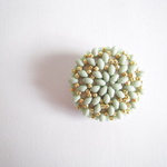 ビーズ刺繍のブローチ_#105_beads emb.brooch<mint/gold>