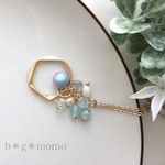 【再販16】空色と風を集めたネックレス（ﾛﾝｸﾞﾈｯｸﾚｽ・ﾈｯｸﾚｽ・ｽﾜﾛﾌｽｷｰ・ターコイズブルー・紫陽花・パール）