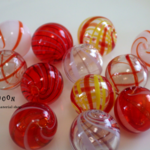 red 暖色系 吹きガラスmix 13mm　10個セット